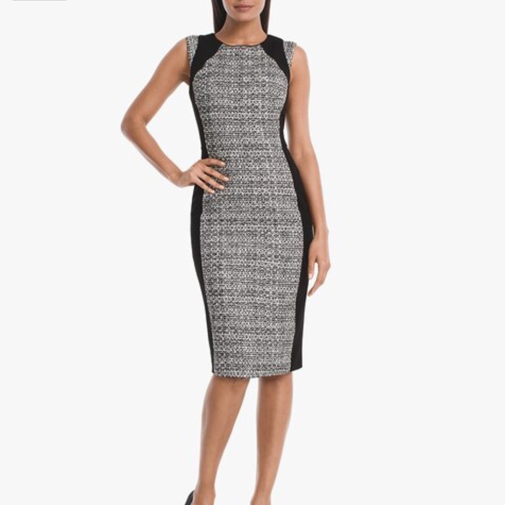 WHBM Petite Body Perfecting Tweed With Ponte Inset Sheath Dress (NWOT)